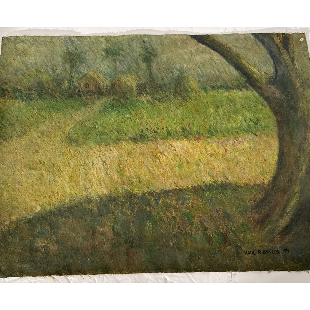 Vintage Original Signed Painting Rural Landscape-12" Height x 15 7/8" Length